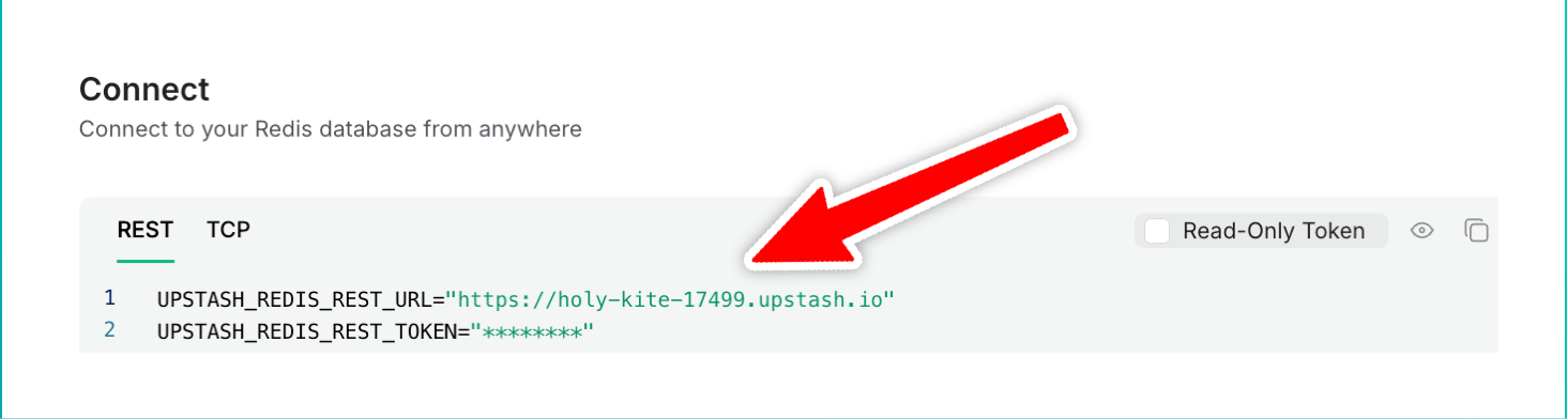 Redis credentials for a Next.js application