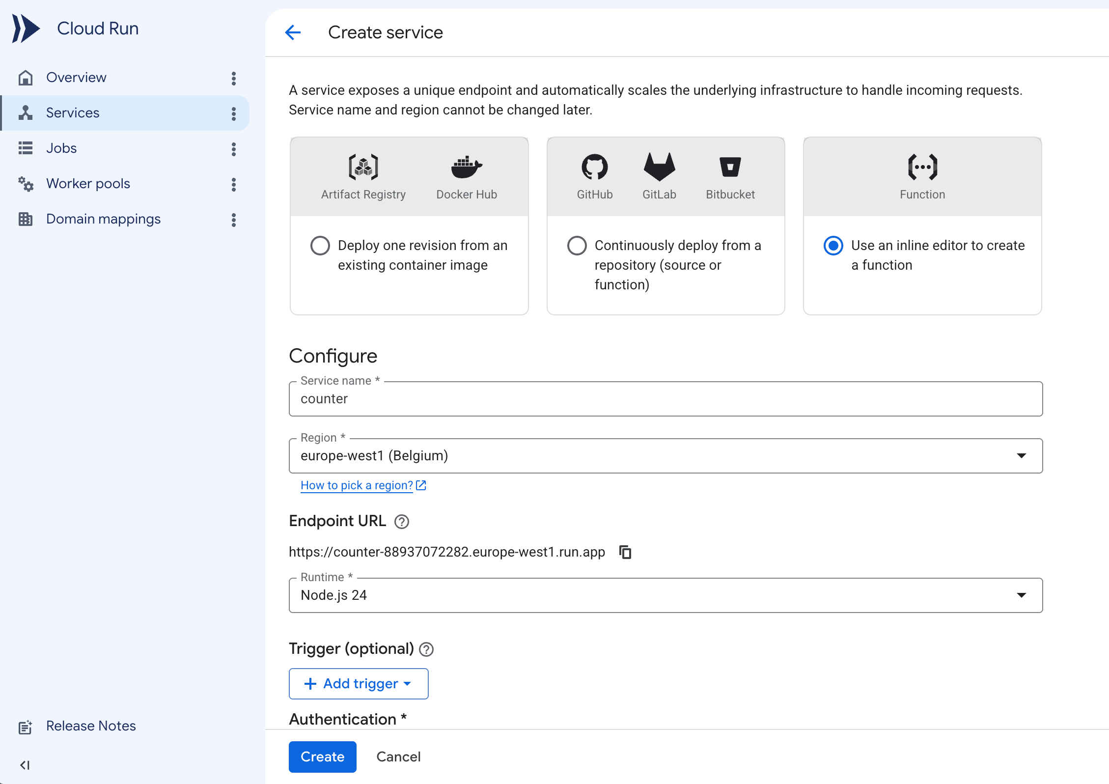 Create a Google Cloud Run function