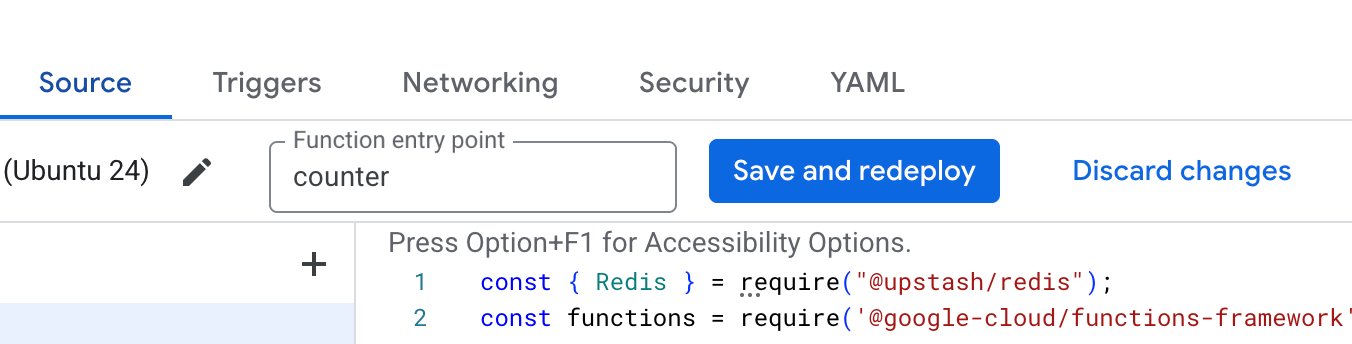 Set the Google Cloud Run function entry point
