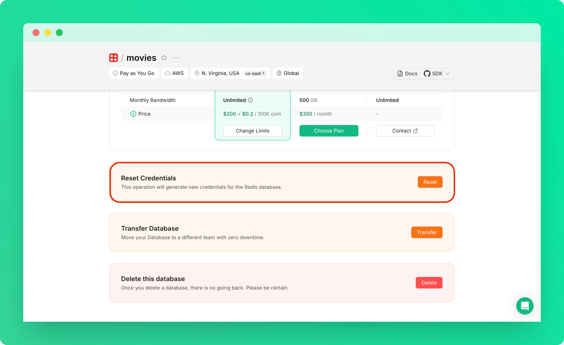 Reset protected Redis credentials