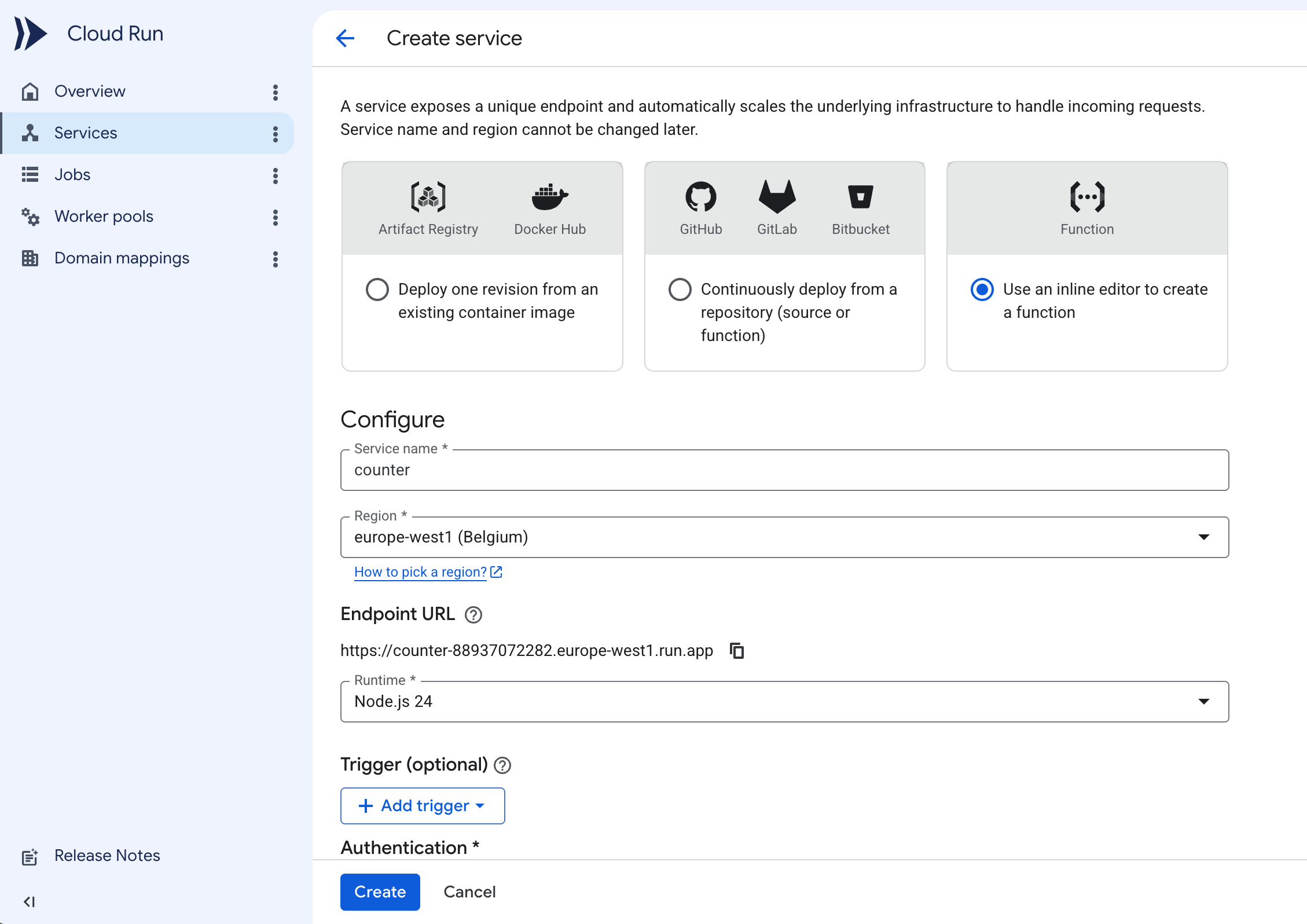 Create a Google Cloud Run function