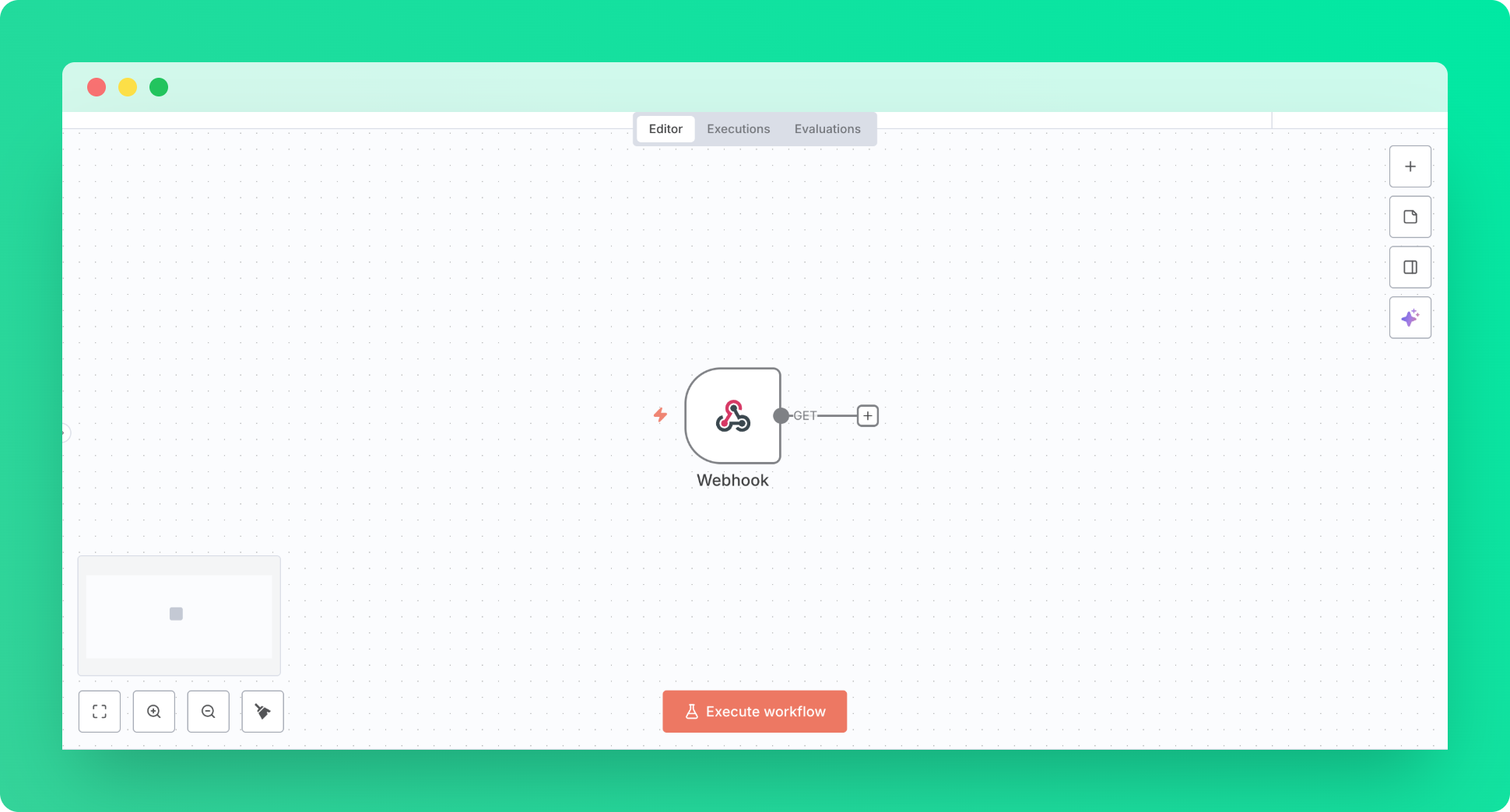 Webhook node in an n8n workflow