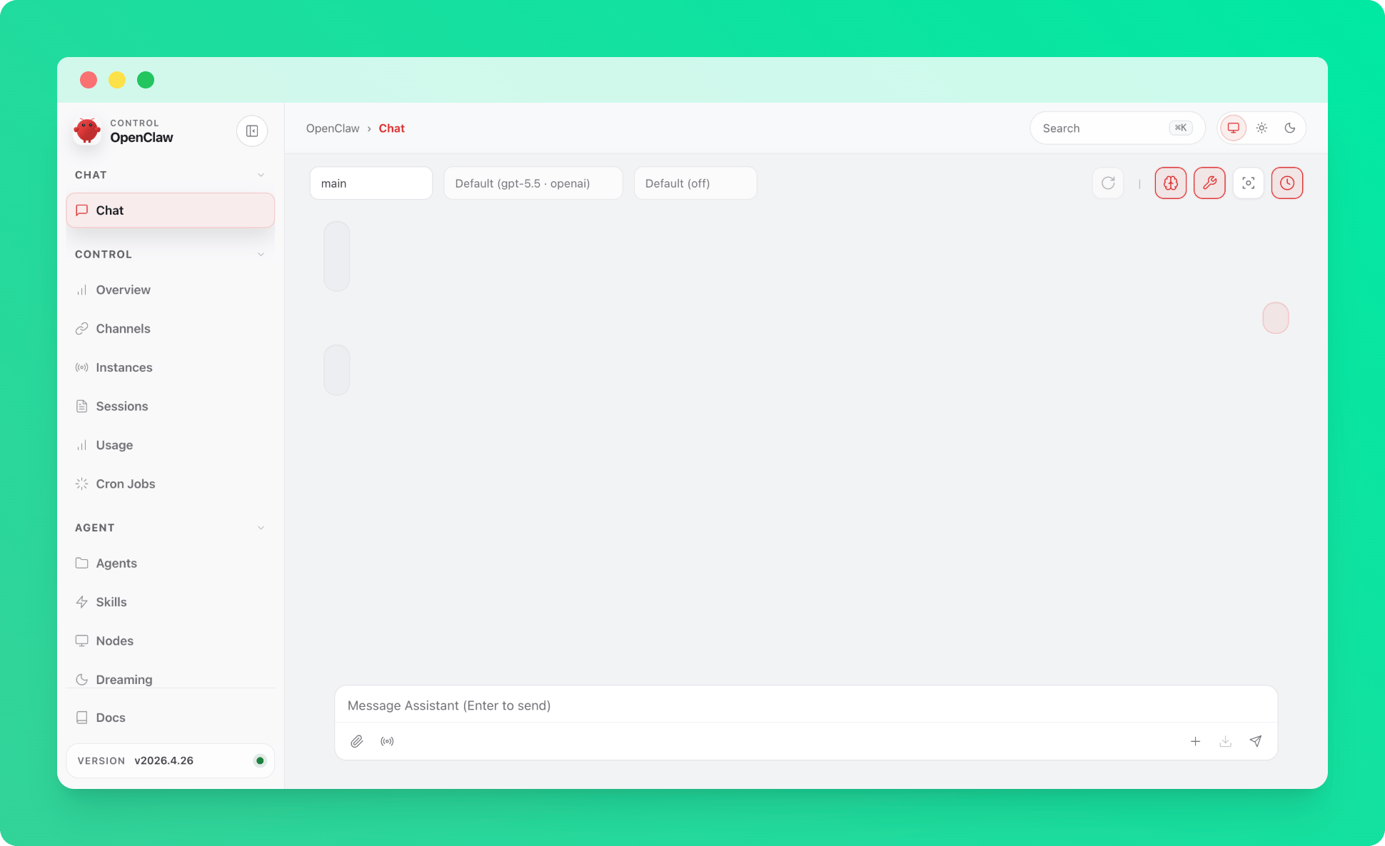 OpenClaw dashboard running on an Upstash Box