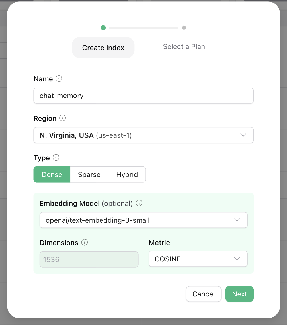 Create a Vector index with an embedding model