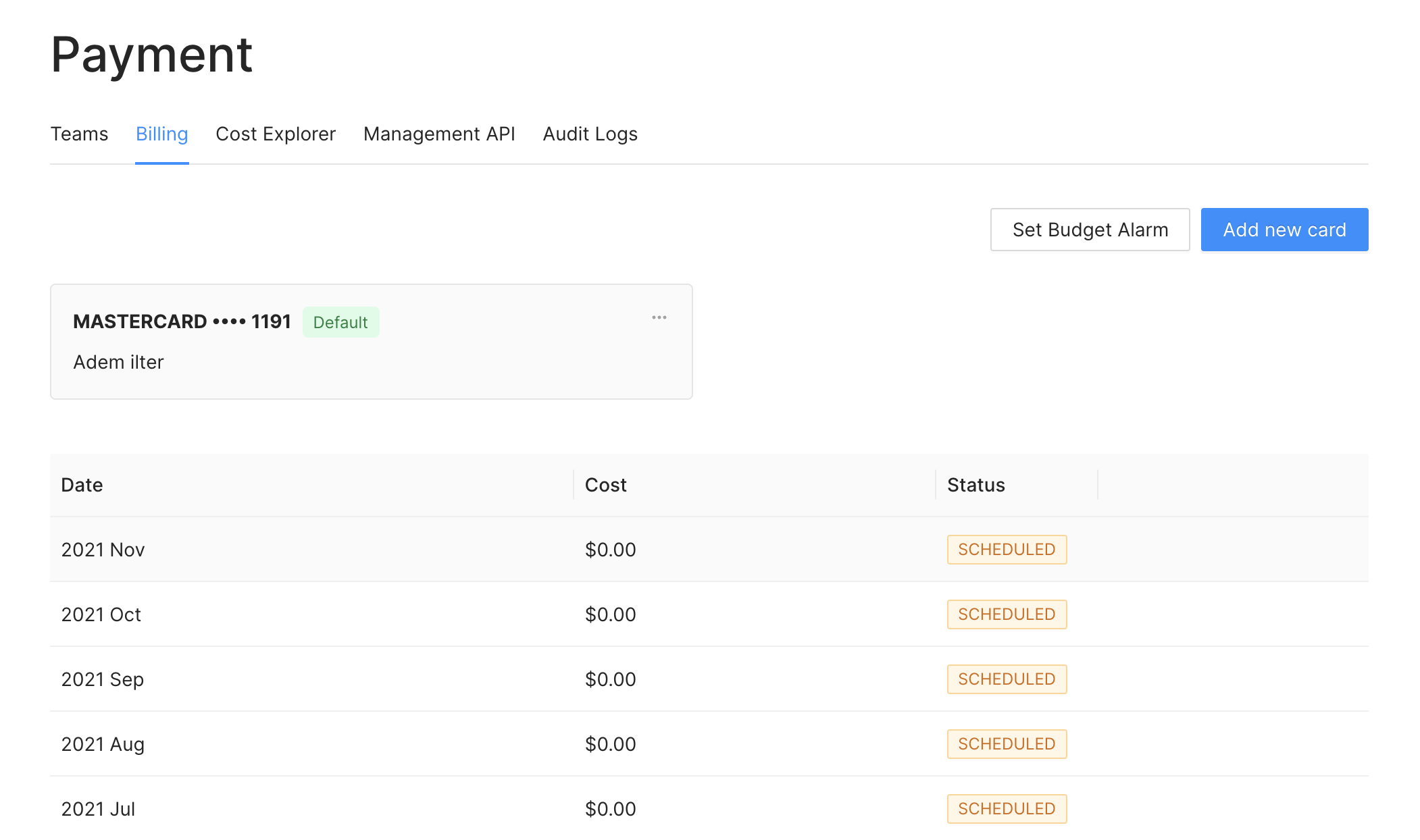 Payment history