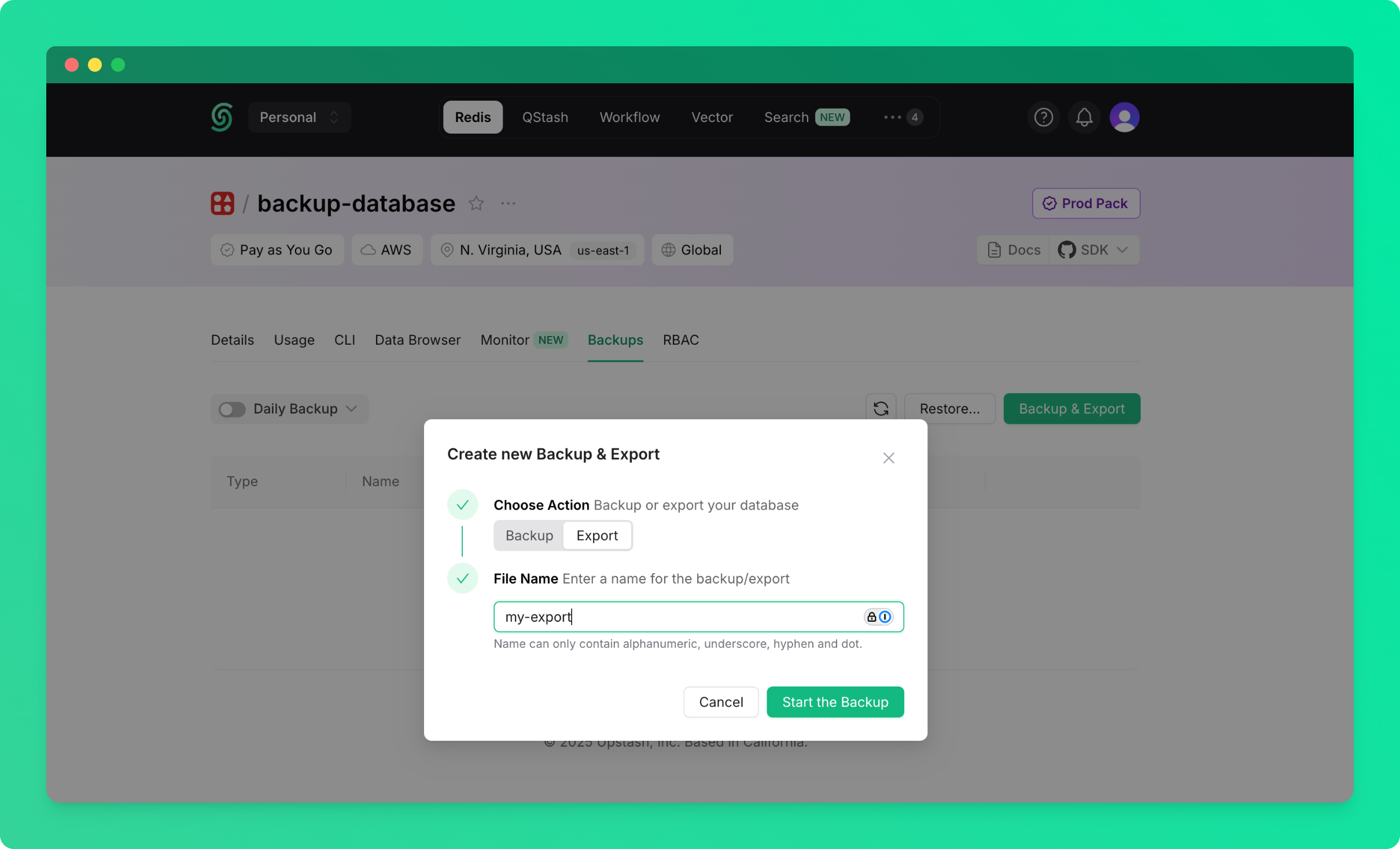 Import/Export Data: Export button