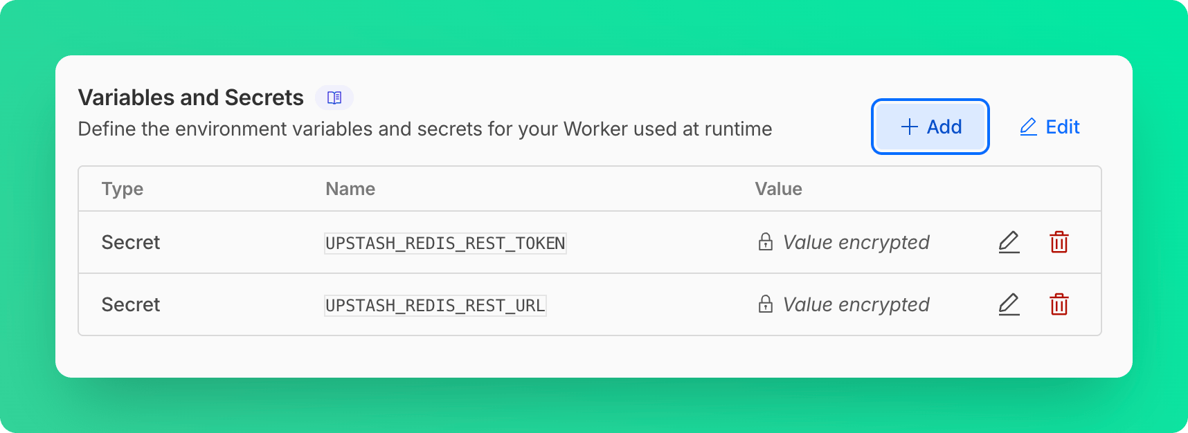 Redis secrets in Cloudflare Workers