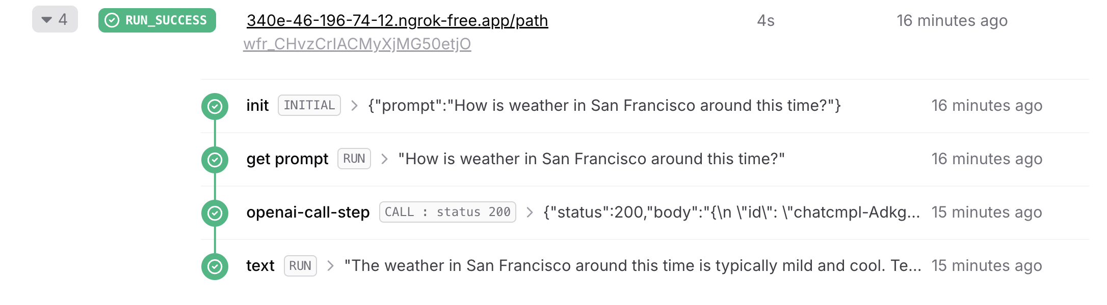 Workflow logs in dashboard