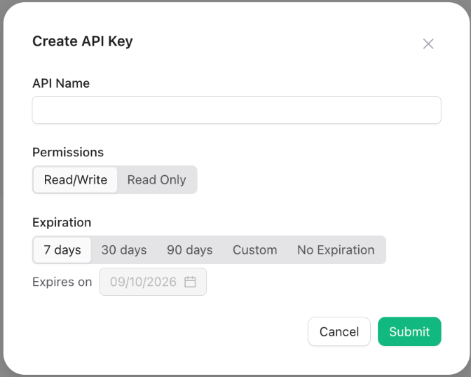 Create a Developer API key