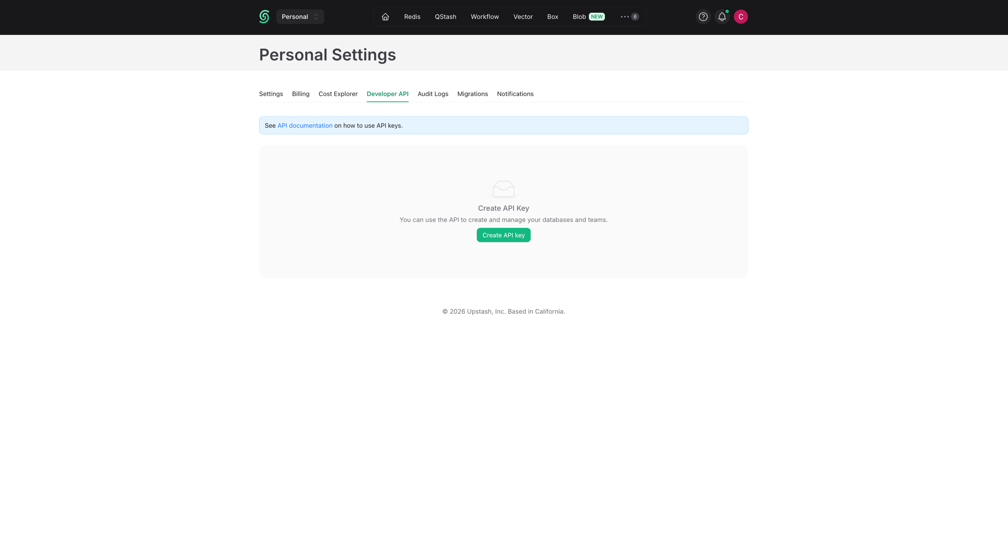 Developer API key list