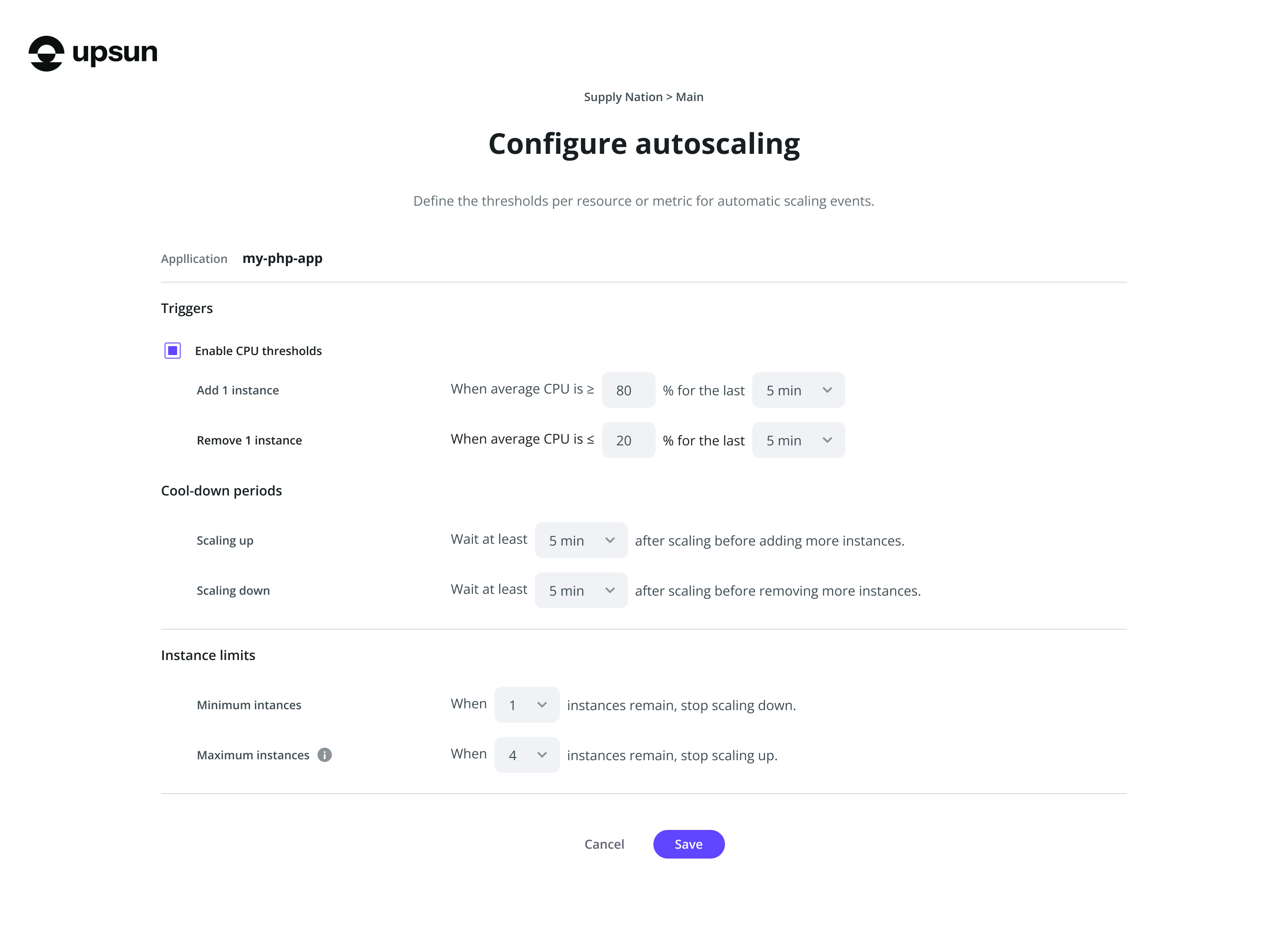 Configure autoscaling in Console