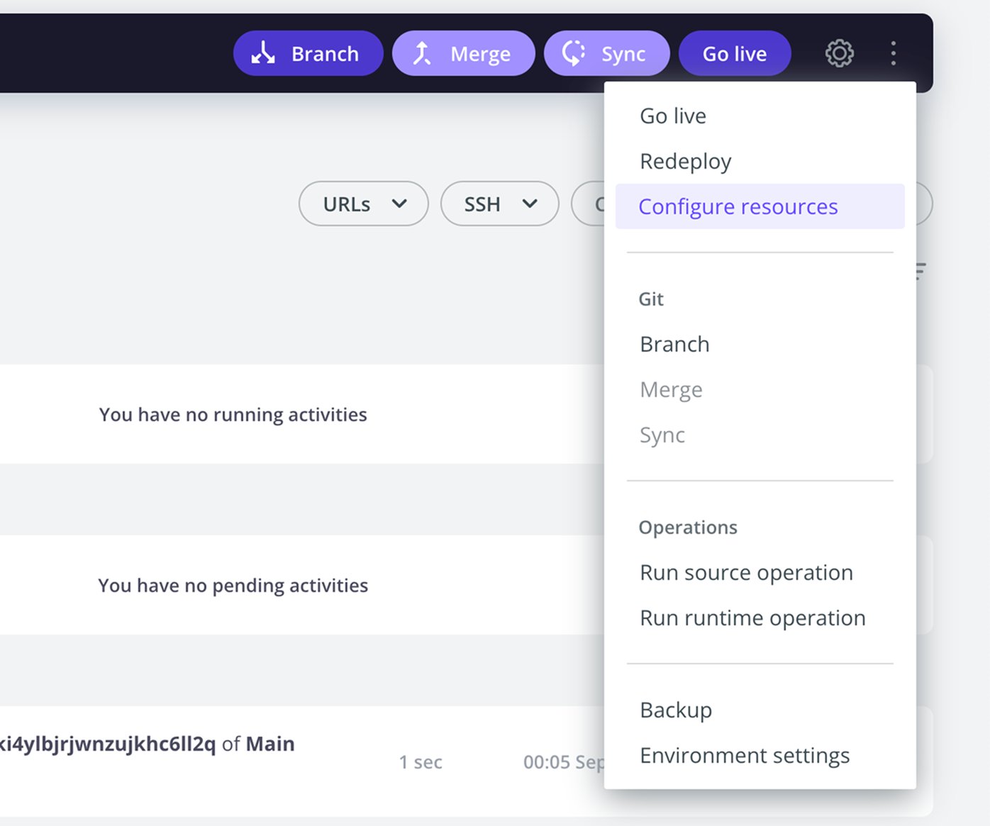 Navigate to Configure resources in Console