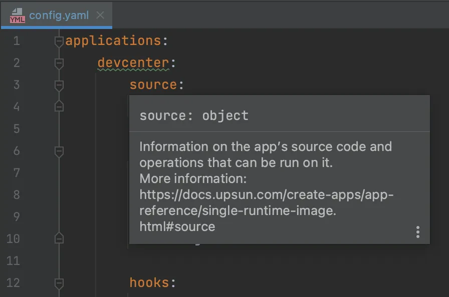 Get instant info and documentation on any Upsun YAML setting