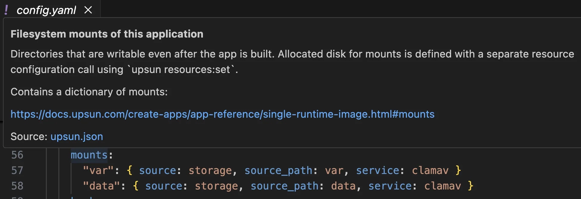 Get instant info and documentation on any Upsun YAML setting