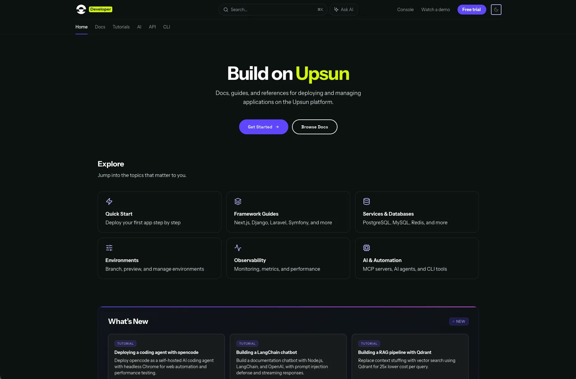 The new developer.upsun.com homepage