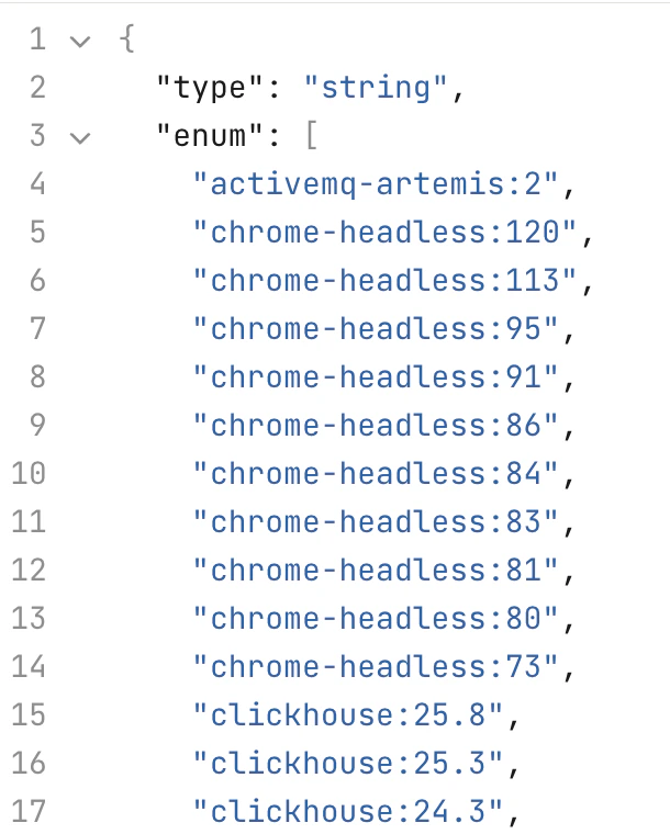 Sample of the service API endpoint enum result