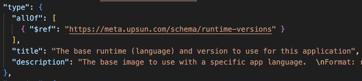 Sample of the runtime type validation schema definition