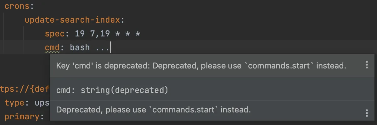 Deprecated settings are clearly marked