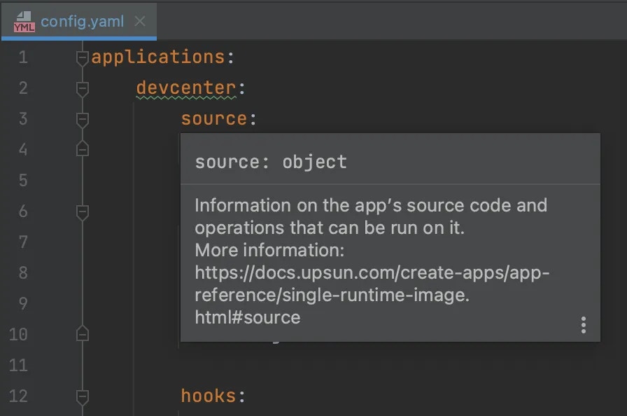 Get instant info and documentation on any Upsun YAML setting
