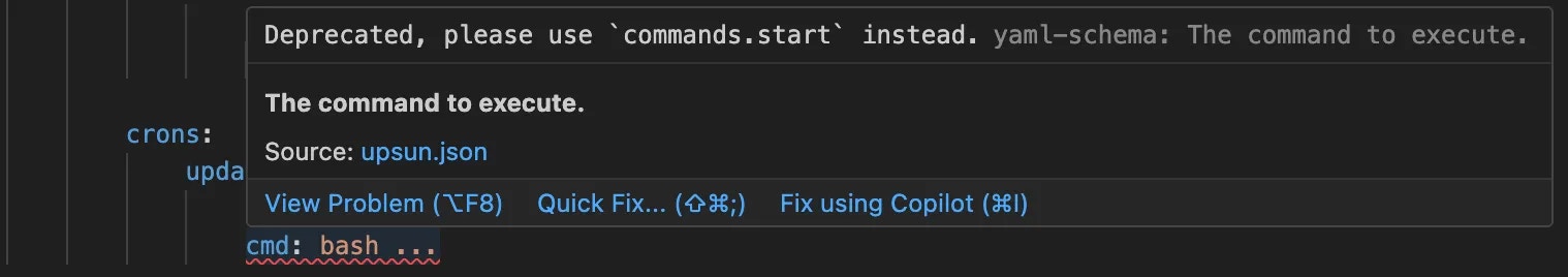 Deprecated settings are clearly marked