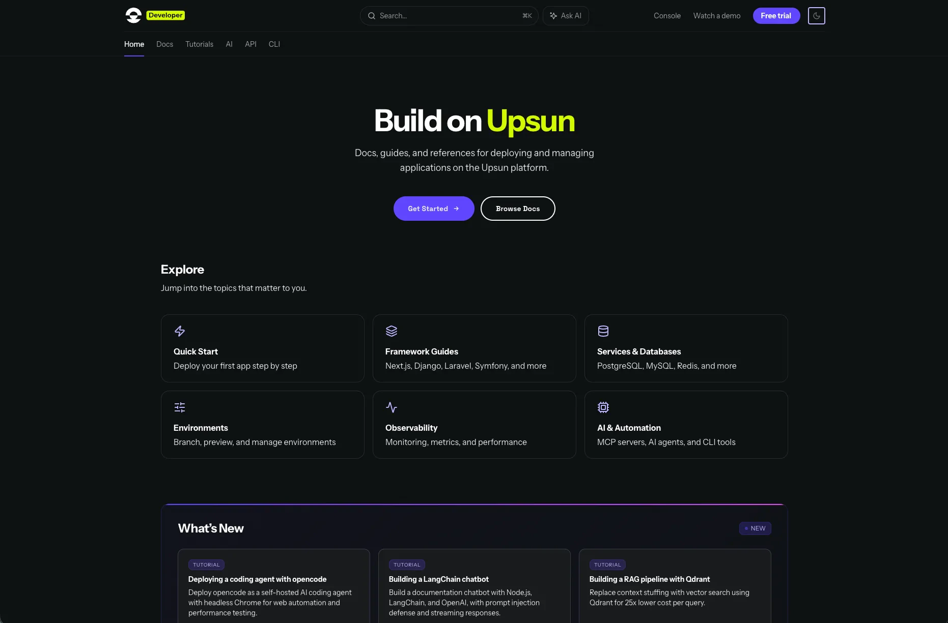 The new developer.upsun.com homepage