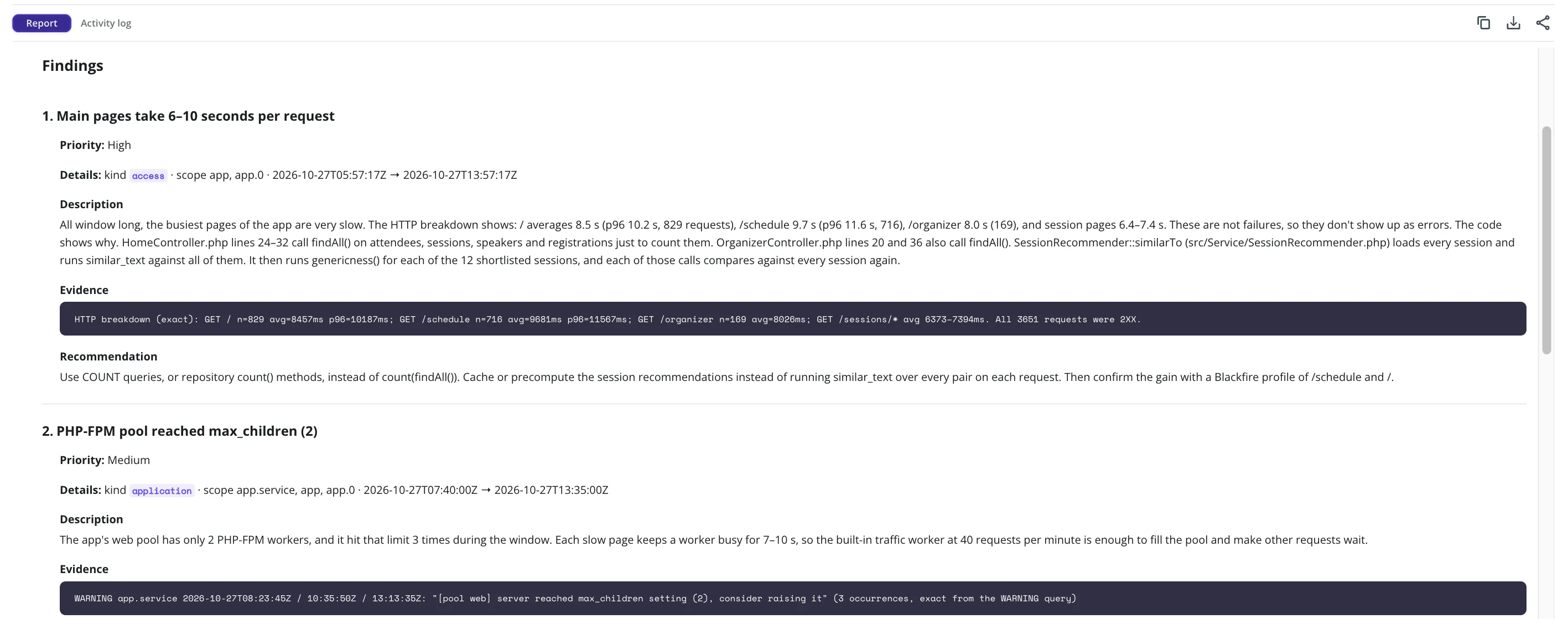 AI Log Analyzer report