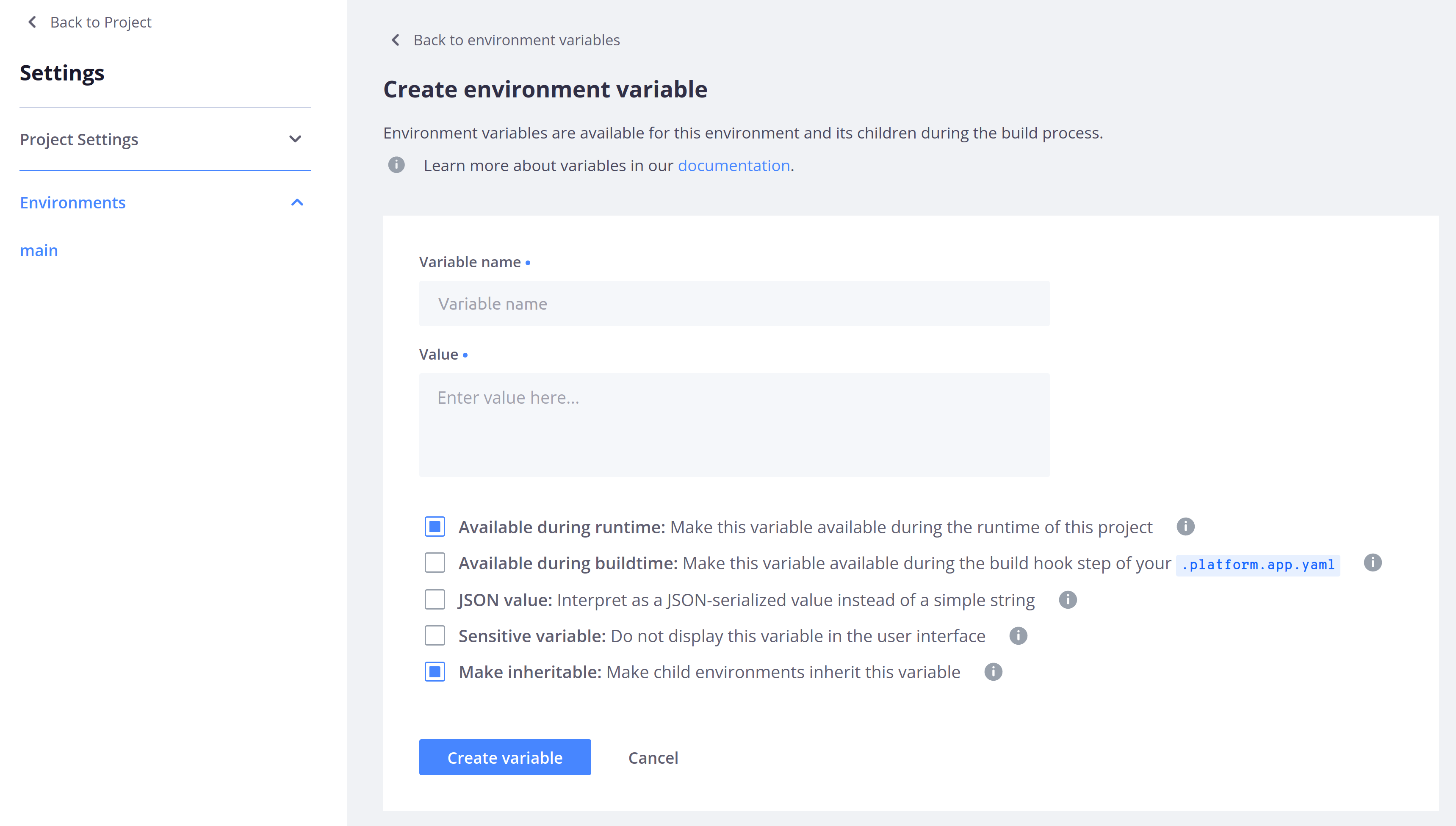 Configure Upsun environment variables