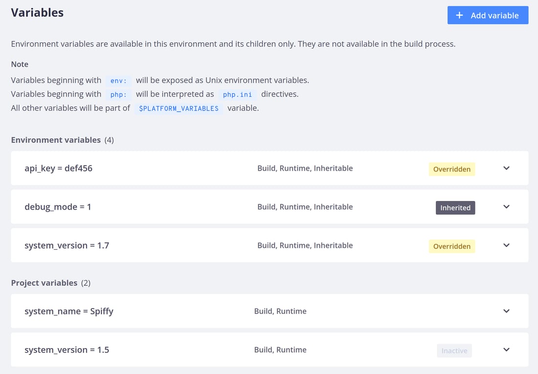 Variable Format Variables overview - Upsun Developer