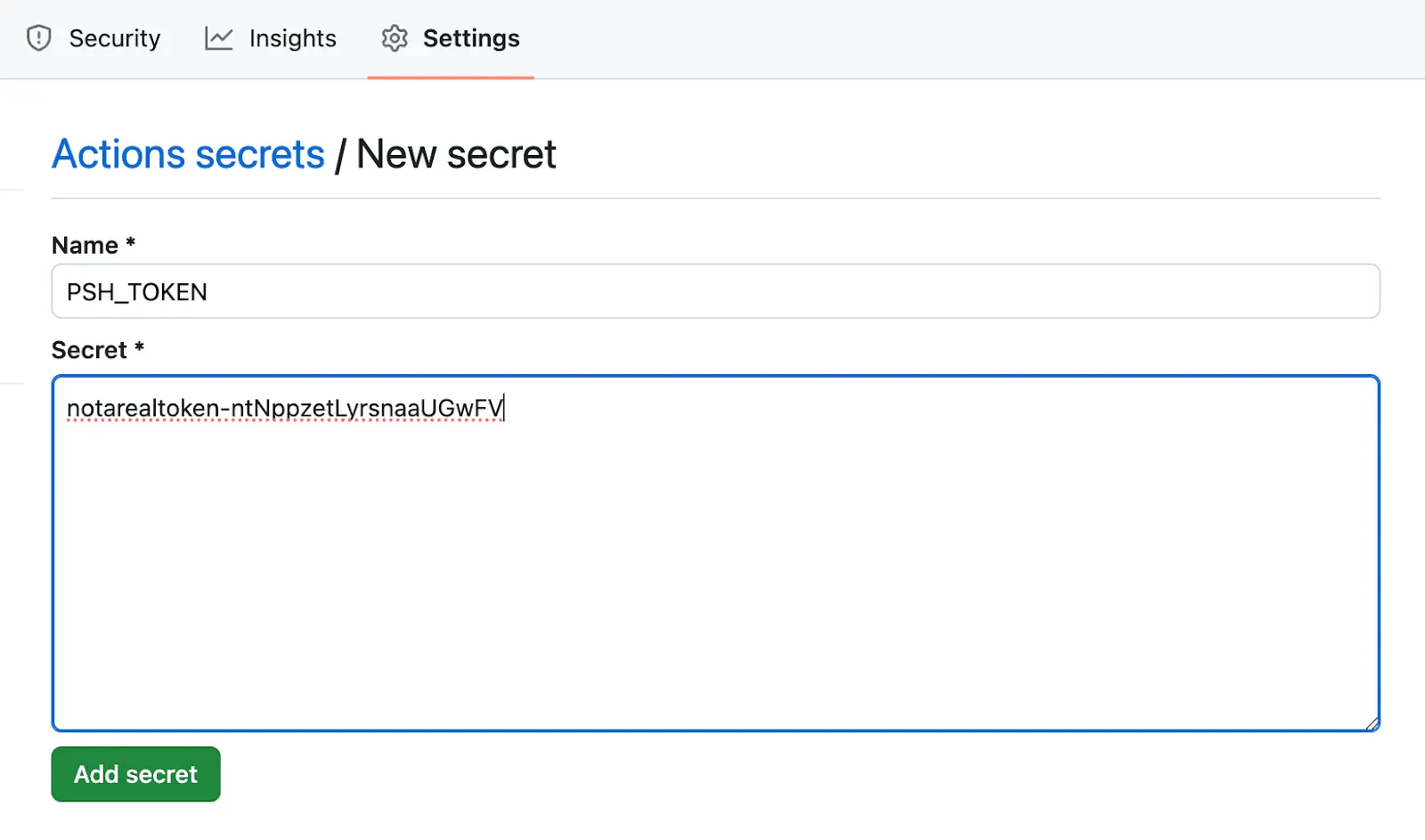 Add GitHub Repo Secret