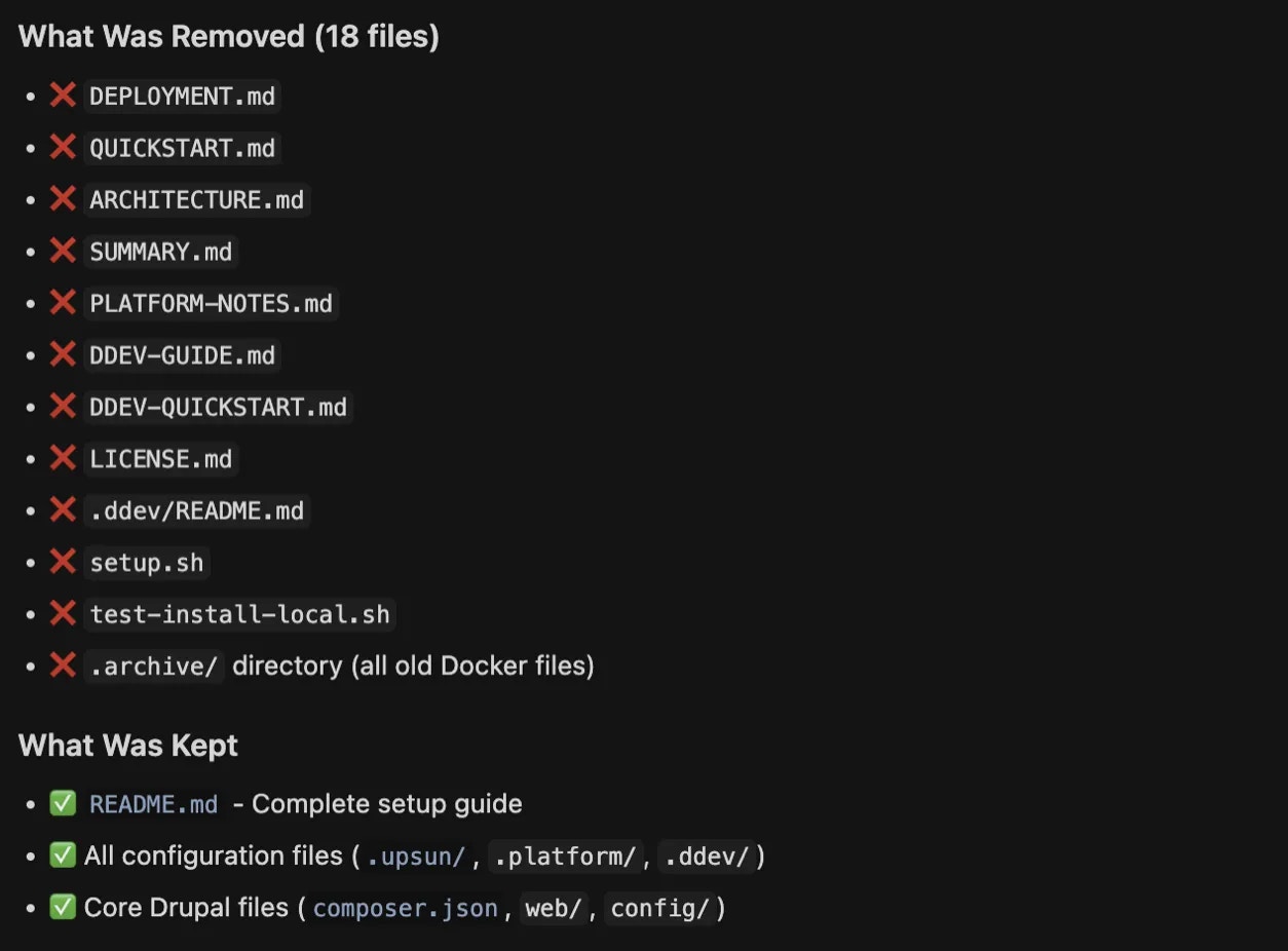 Redundant files generated by AI that were deleted in the end