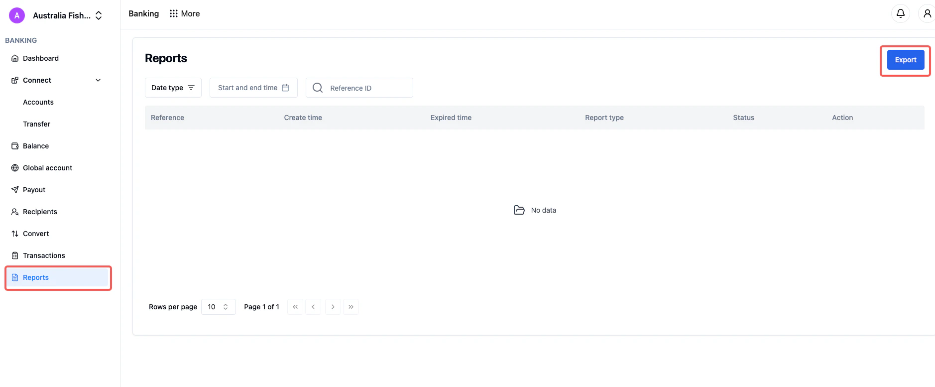 Reports section