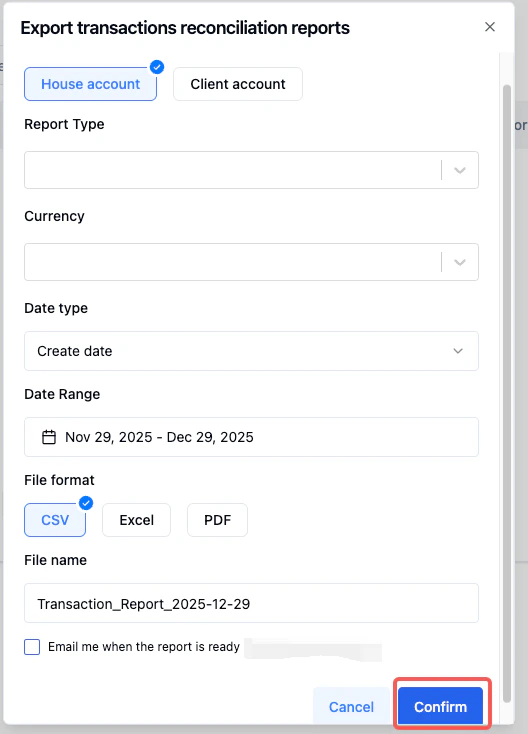 Export options