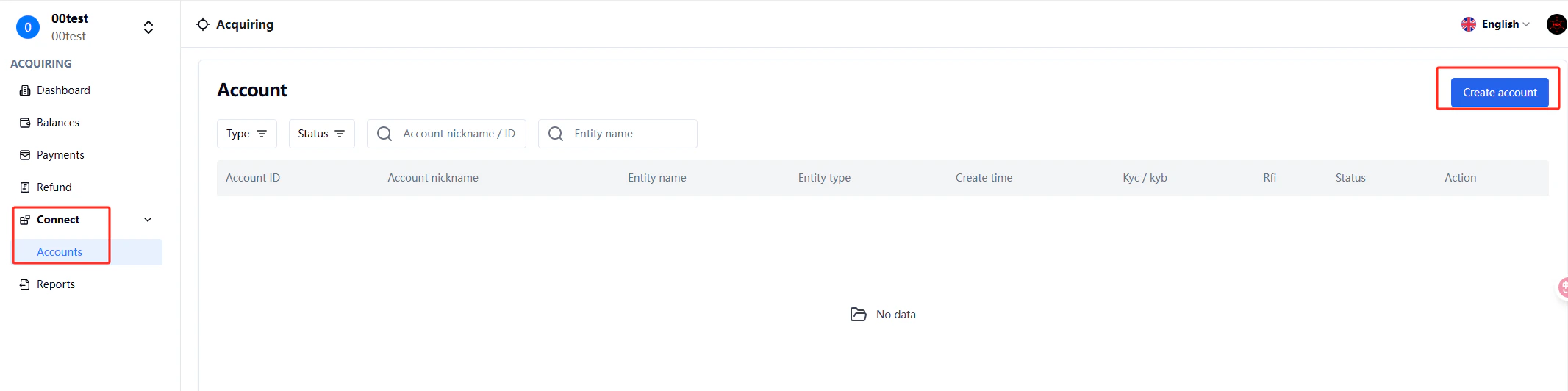 Account setup navigation