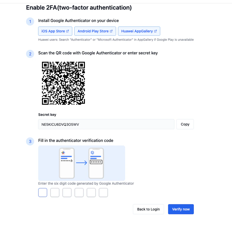 2FA verification code entry