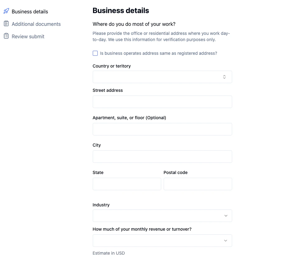 Create account confirmation