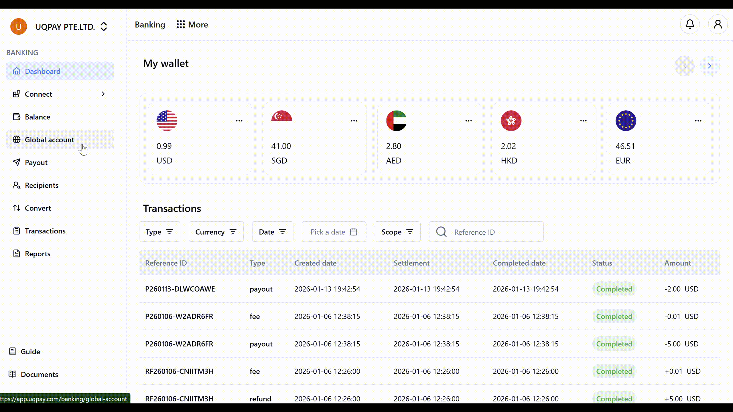 Global account application walkthrough