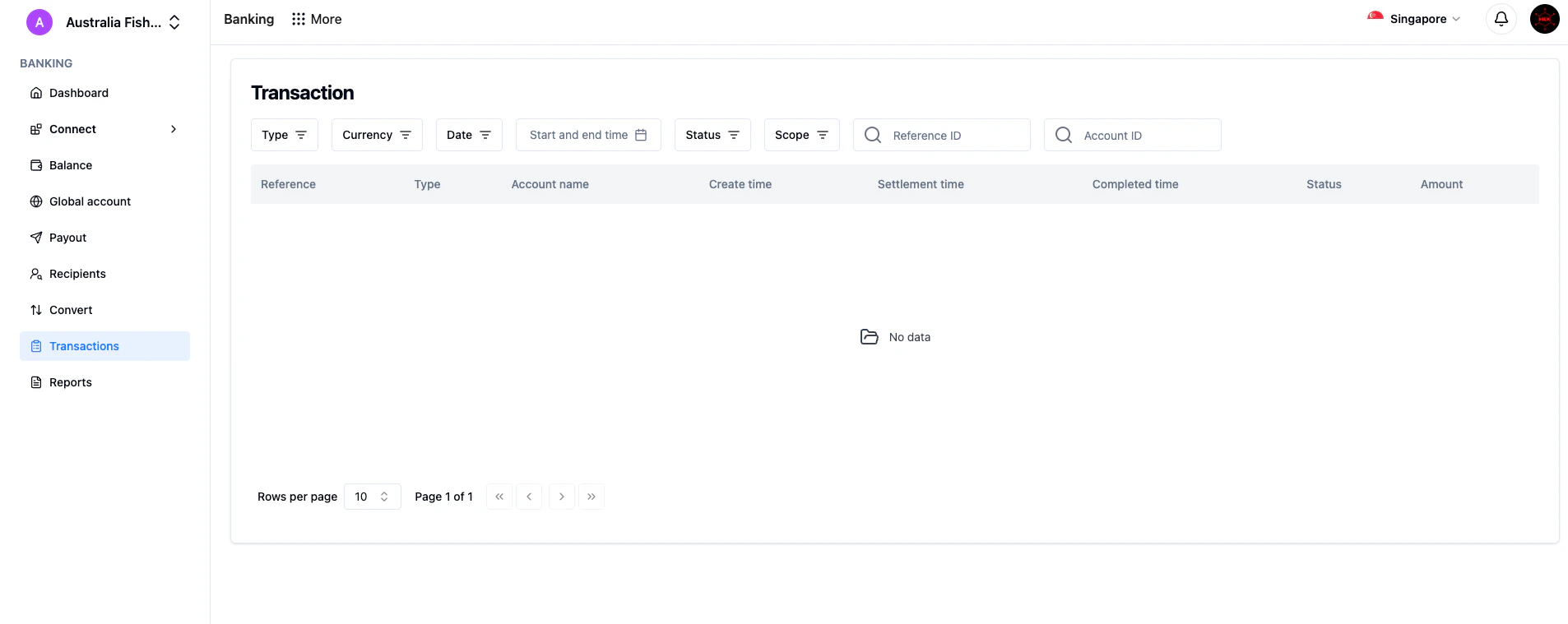 Transaction list view