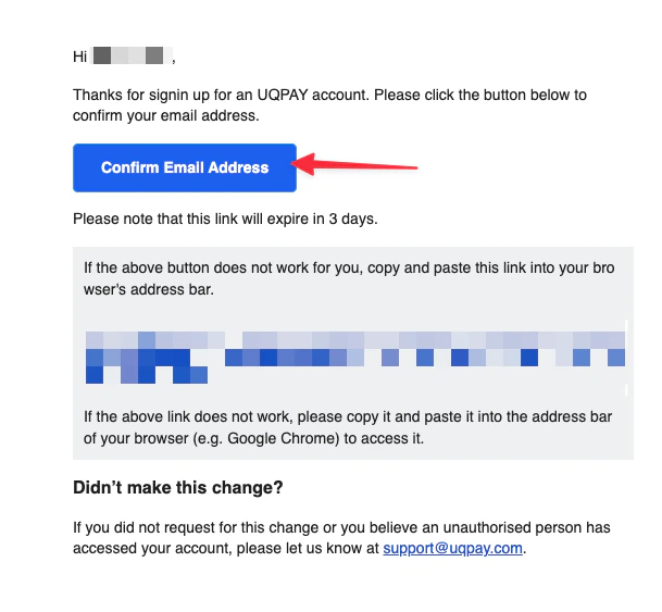Sandbox confirmation email