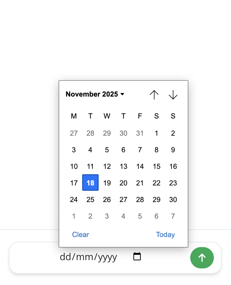 Date input in bot
