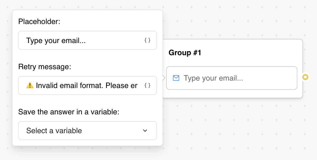 Email input in flow builder