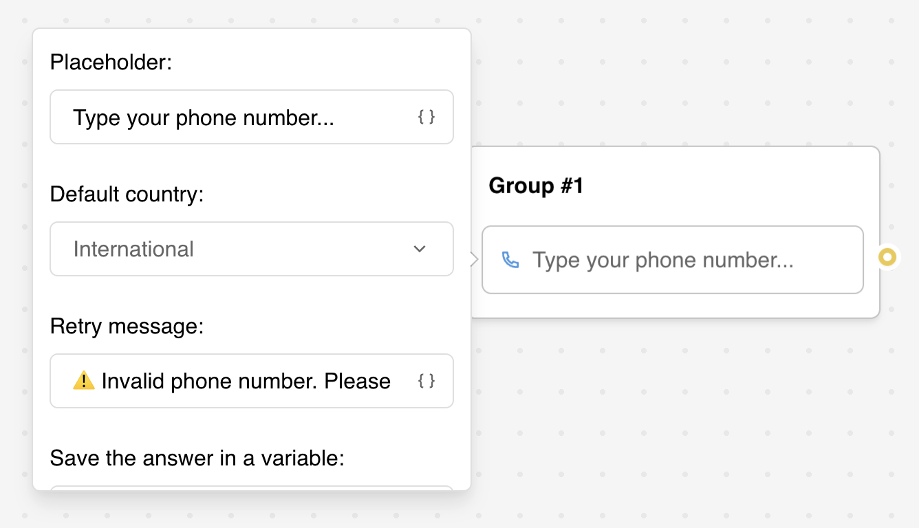 Phone number input in flow builder