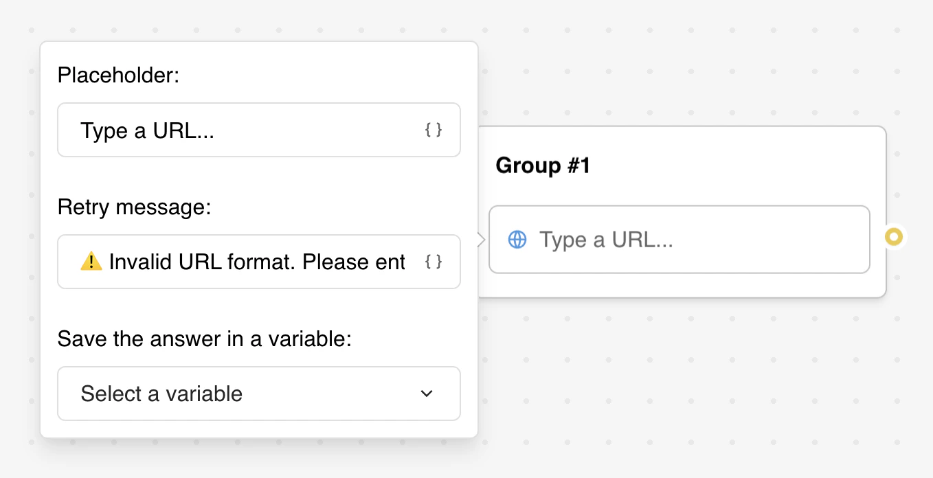 Website input in flow builder