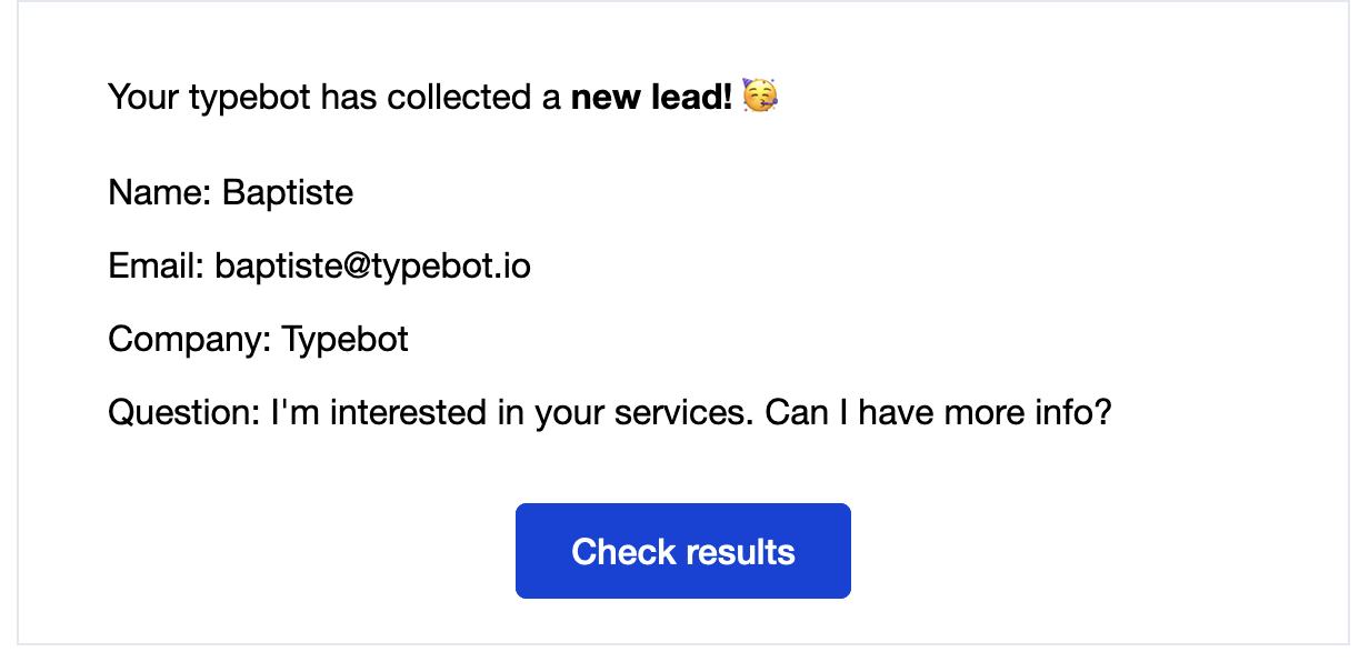 Default email example