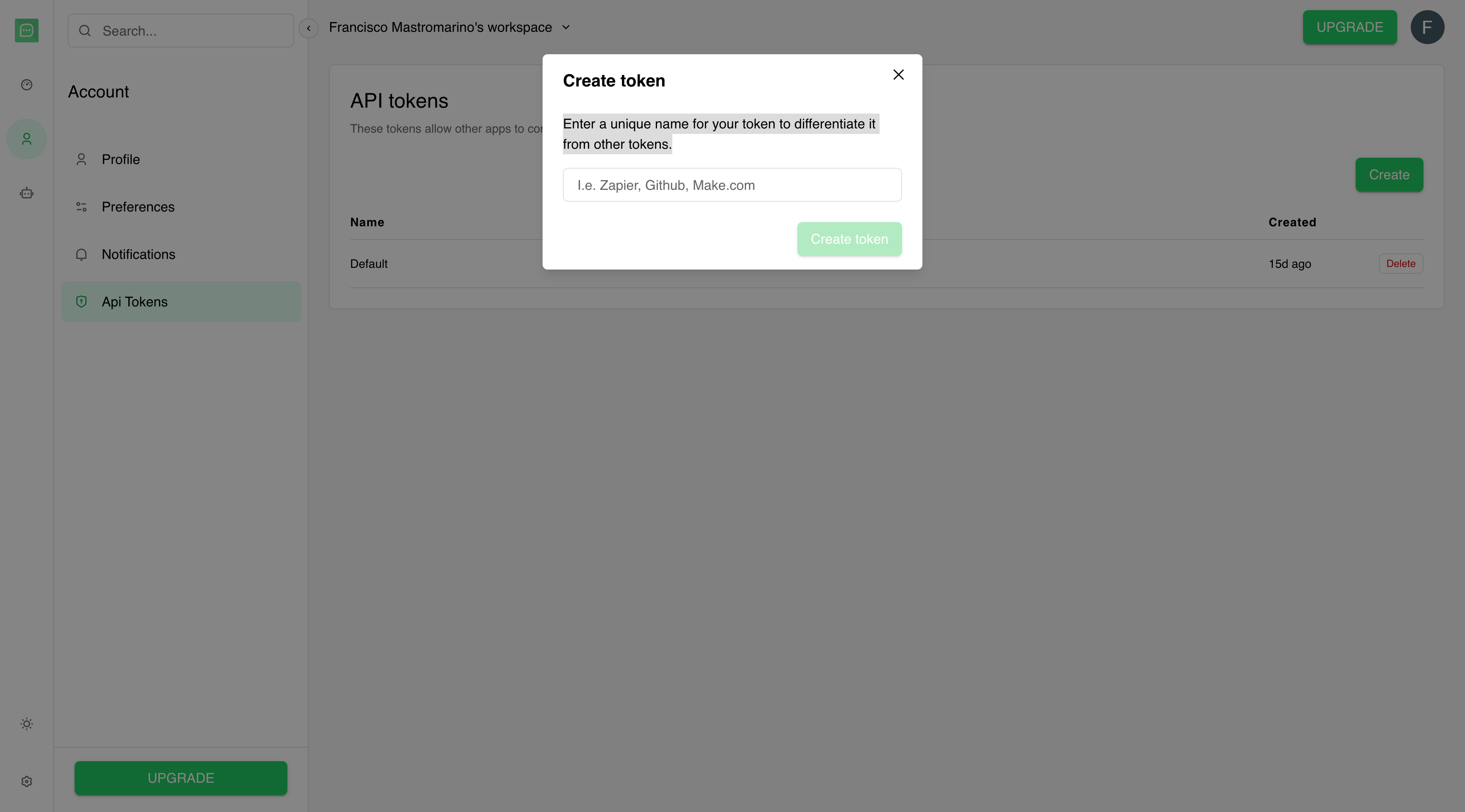 Account api token