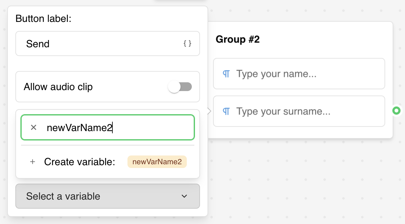 Bot variables create