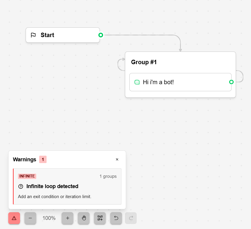 Flow editor warning