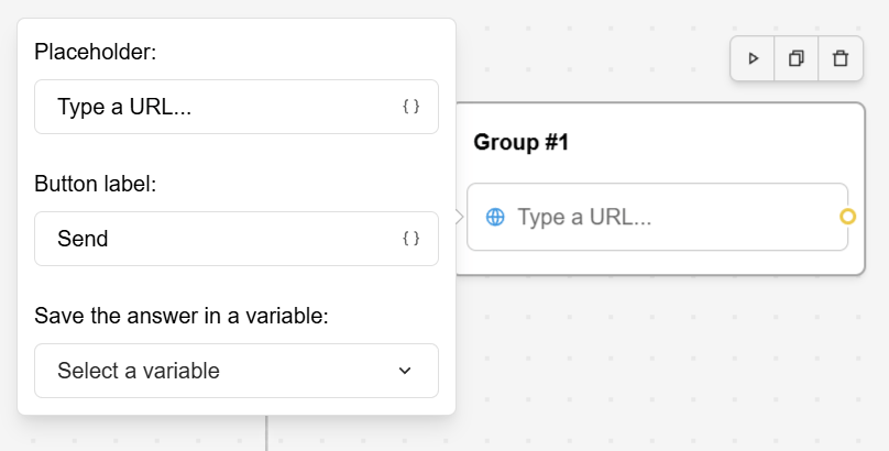 Website input in flow builder