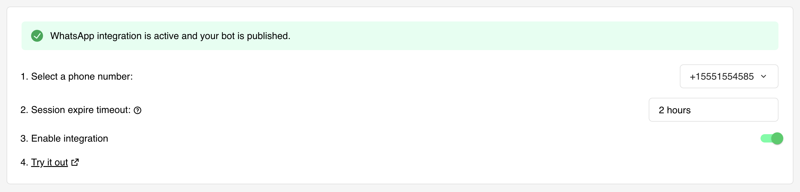 WhatsApp configure integration