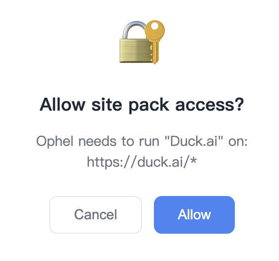 Host permission prompt for a Site Extension