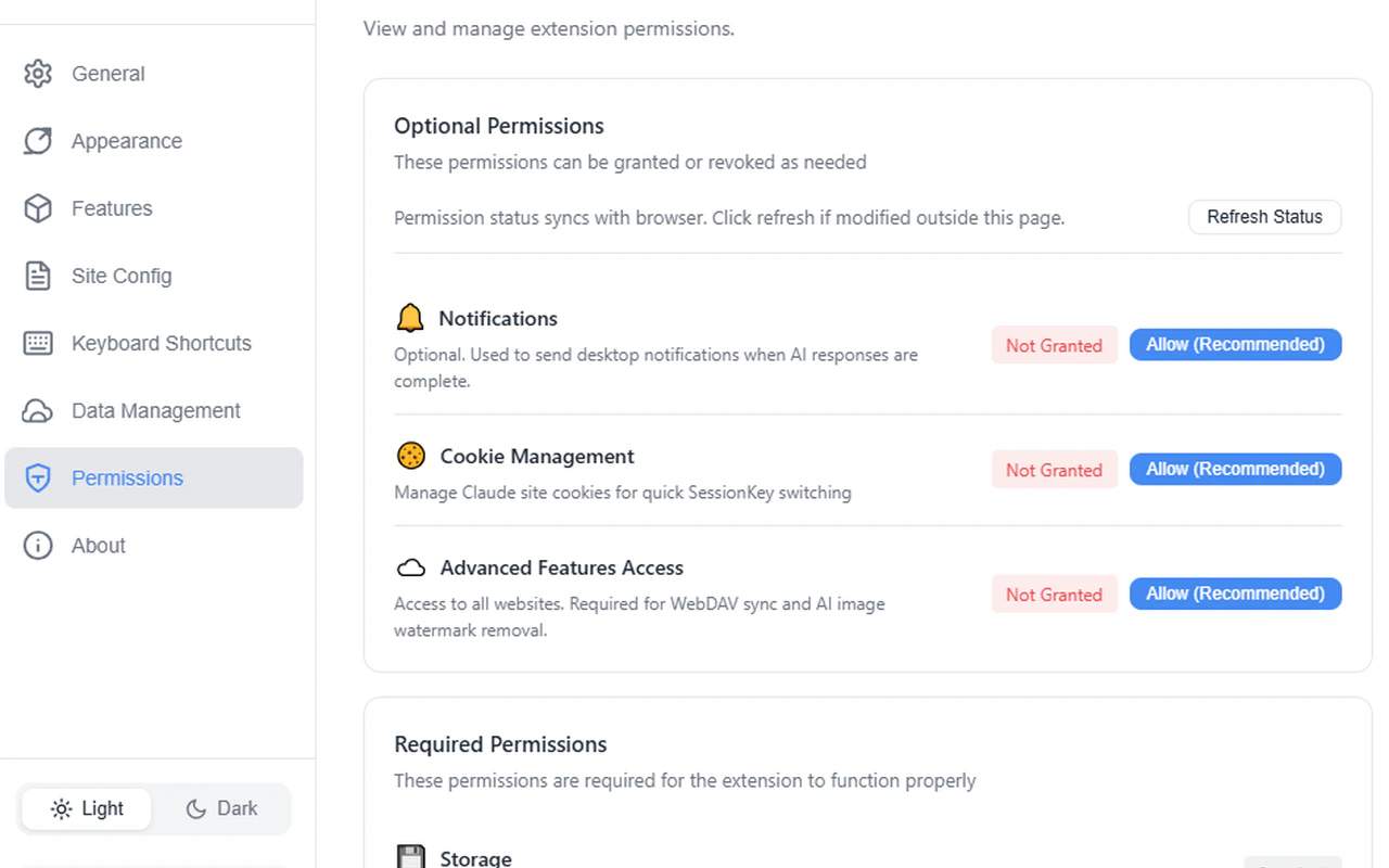 Ophel Permissions settings panel